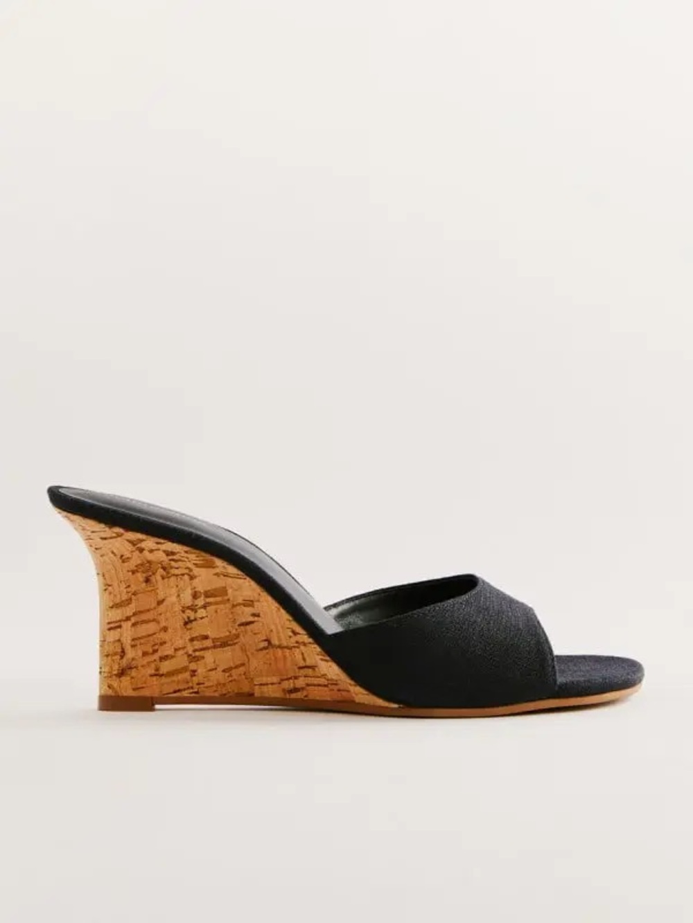 REFORMATION Anita Mule Wedge - Black Linen 5.5